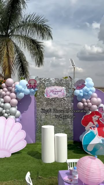 Mermaid celebration on a garden lawn