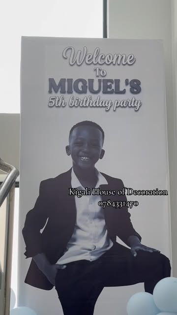 Fifth birthday welcome board with a portrait
